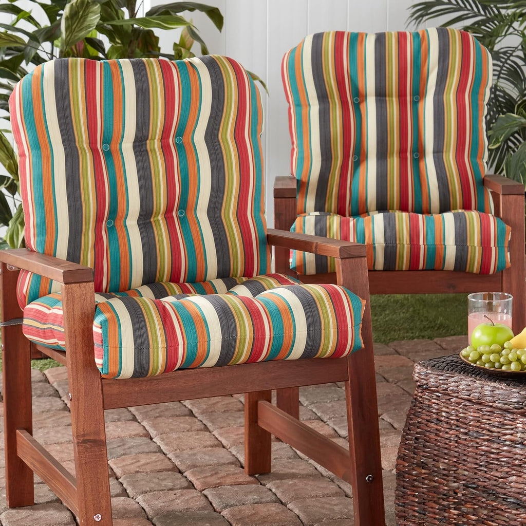 Greendale Home Fashions Outdoor 42x21-inch Seat/Back Chair Cushion (Set of 2), Adobe Stripe