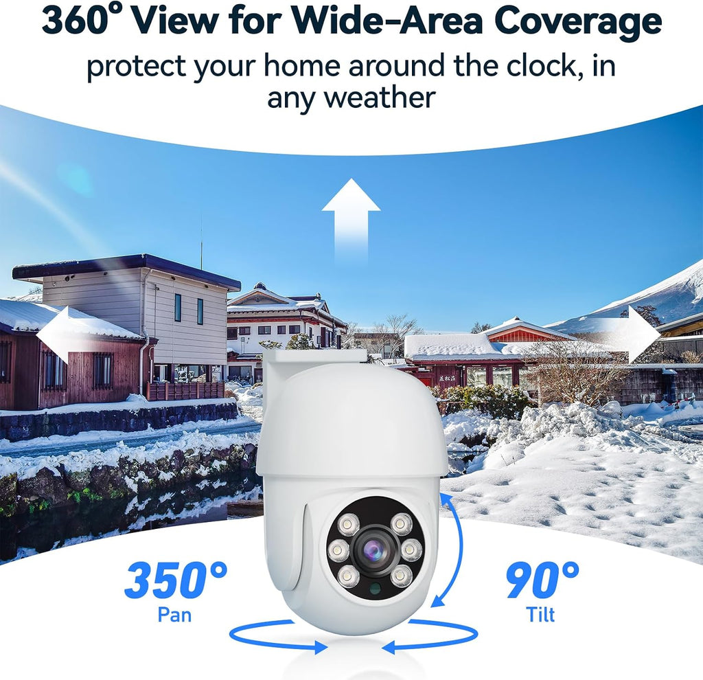Wired Security Camera System Outdoor, 4pcs Pan/Tilt CCTV Cameras and 4CH 5MP Lite AHD TVI DVR (500GB HDD), 360° View Surveillance DVR Kit, Motion Detection, 24/7 Recording, Remote Access