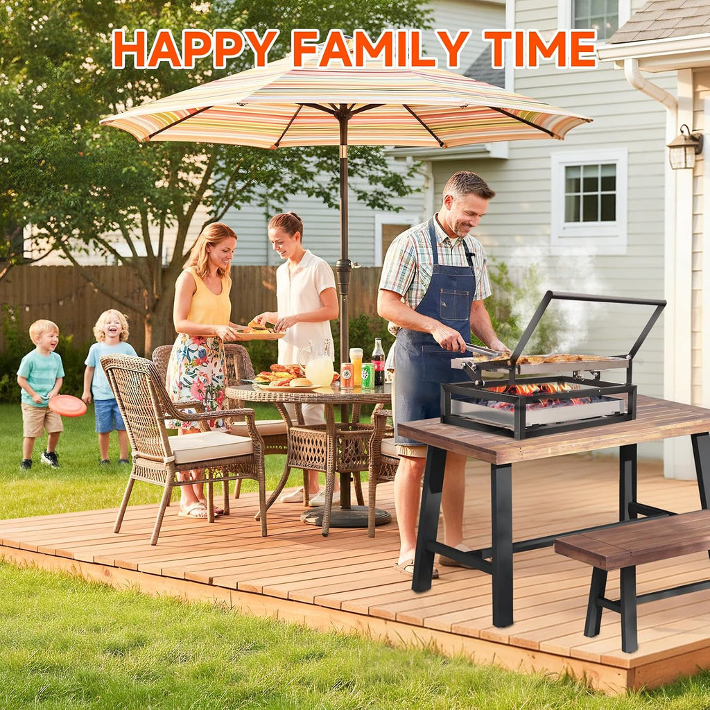 Tabletop Rotisserie Grill - Compact 360° Rotating Charcoal BBQ for Balcony & Camping, Detachable Ash Pan (KA-6166T)