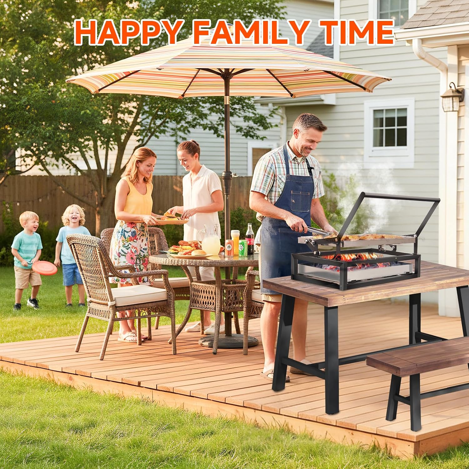 Tabletop Rotisserie Grill - Compact 360° Rotating Charcoal BBQ for Balcony & Camping, Detachable Ash Pan (KA-6166T)