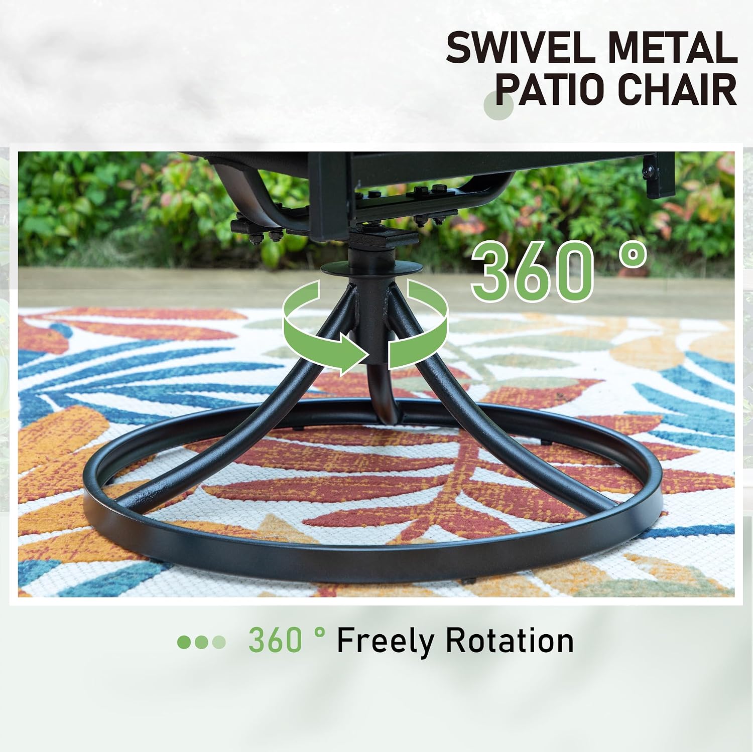PHI VILLA Patio Dining Chairs Set of 2 Outdoor Swivel Dining Chairs Patio Furniture Rocking Chairs with Cushion Suports 300lbs for Garden Backyard