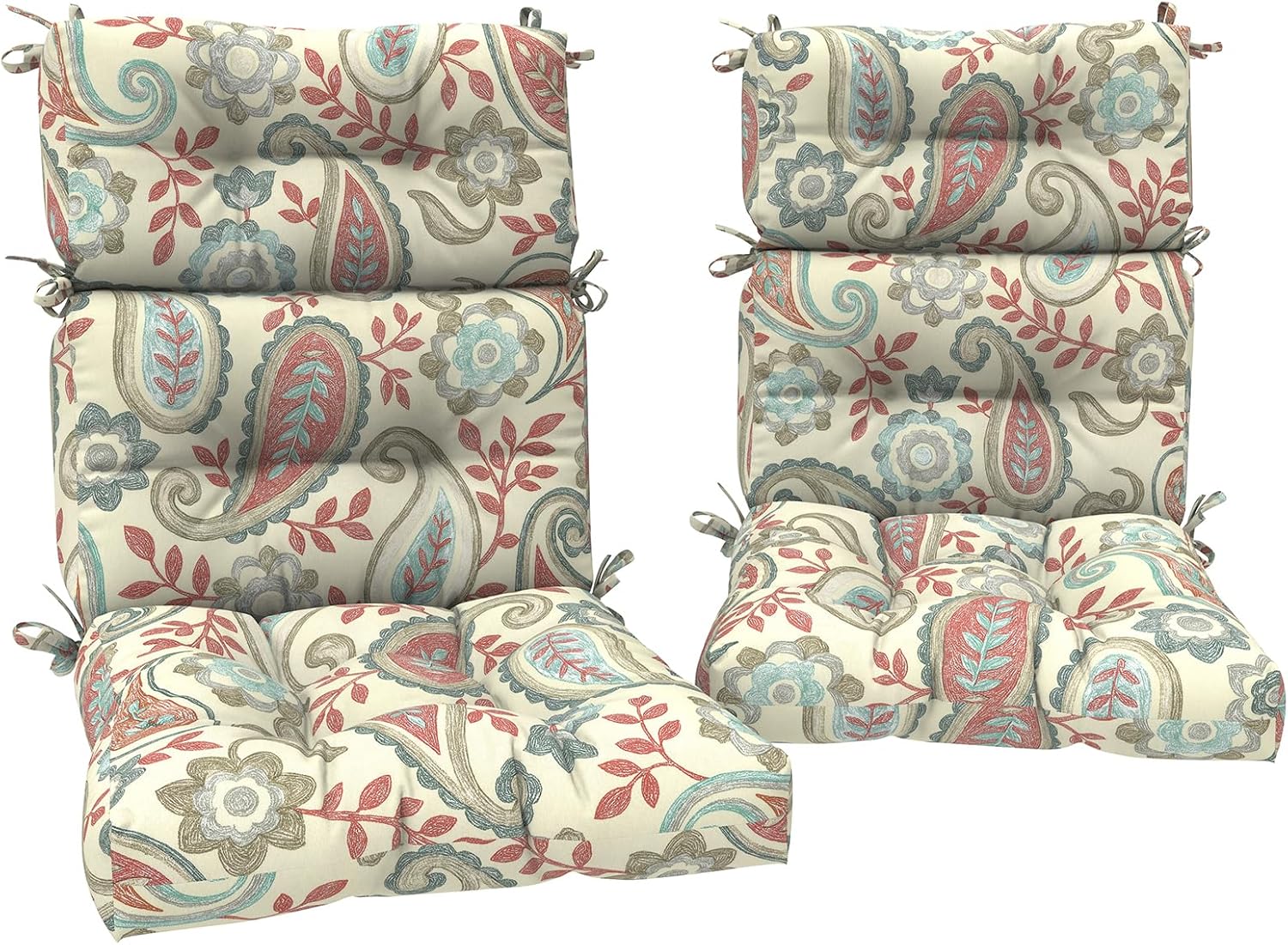 DYTXIII Outdoor High Back Chair Cushions Set of 2, Water Repellent Tufted Rocking Seat Cushions Replacement 44 x 22 Inch, Seat & Back Chair Pads for Patio, Balcony and Indoor Use -Paisley Vintage