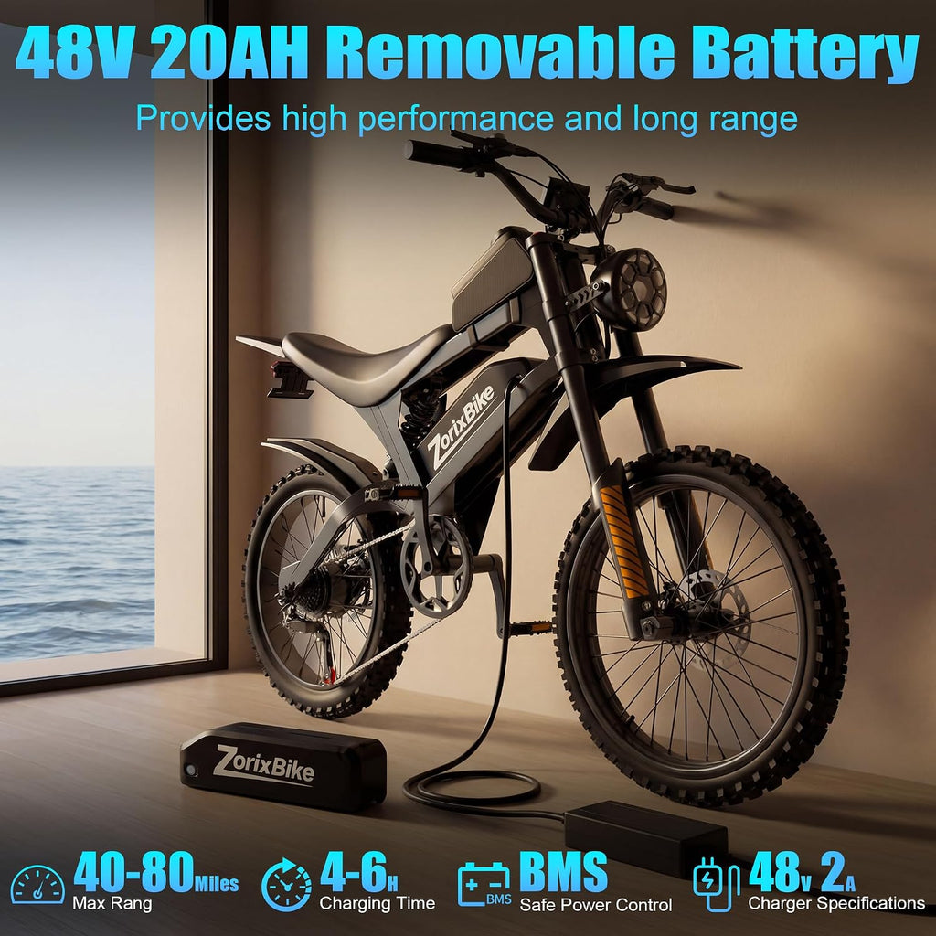 Electric Bike for Adults,48V 20AH - Peak Power 1500/3000W Brushless Motor Electric Bicycle - Max Speed 31-35MPH - Max 80 Miles Range - 20' x 4.0' Fat Tire Dirt E-Bike,7-Speed