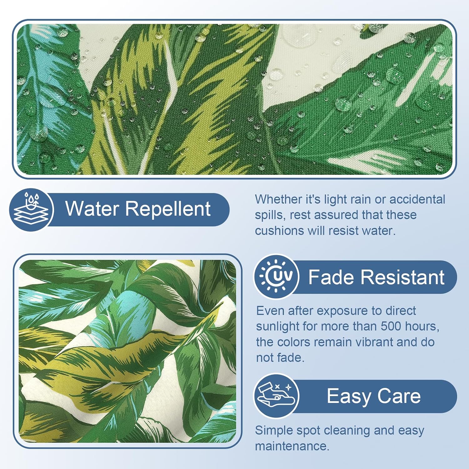 LVTXIII 2 Pack Outdoor Adirondack Chair Cushions, 44x19x4 Inch Water Repellent Patio Cushions for Rocking Chairs, Thick Tufted High Back Seat Cushion Set, Lush Leaf Jungle