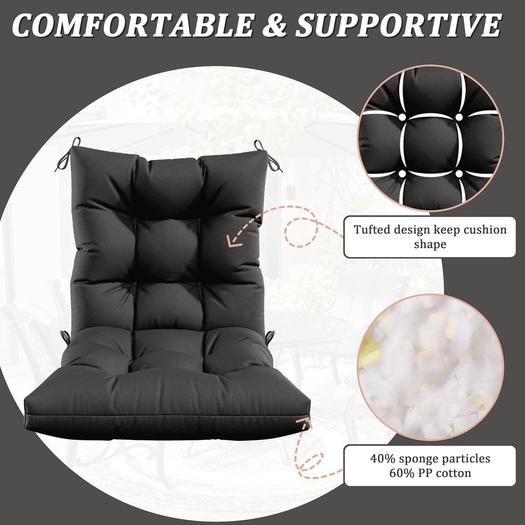 Patio Seat&Back Chair Cushions for Outdoor Furniture，Comfortable Cushions for Rocking/Dining/Lawn Chair-Set of 2