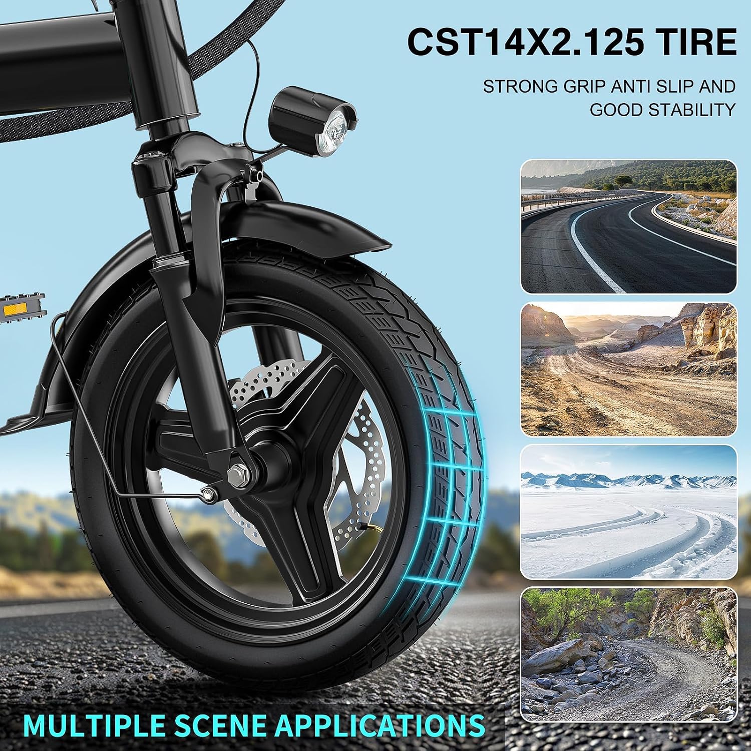 Electric Bike for Adults and Teens, Folding Ebike,Commuter City Foldable E Bike with 560W Motor and 48V 10Ah Battery, 24MPH Speed Pedals Assist, Dual Disc Brakes,14' Compact Electric Bicycles