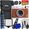 Ultimaxx Advanced FUJIFILM MINI EVO Hybrid Instant Camera Bundle (Brown): 64GB Extreme microSD Memory Card, Mini Tripod, Ultra-Bright LED Light Kit, Point-and-Shoot Case &Much More(15pc Bundle)