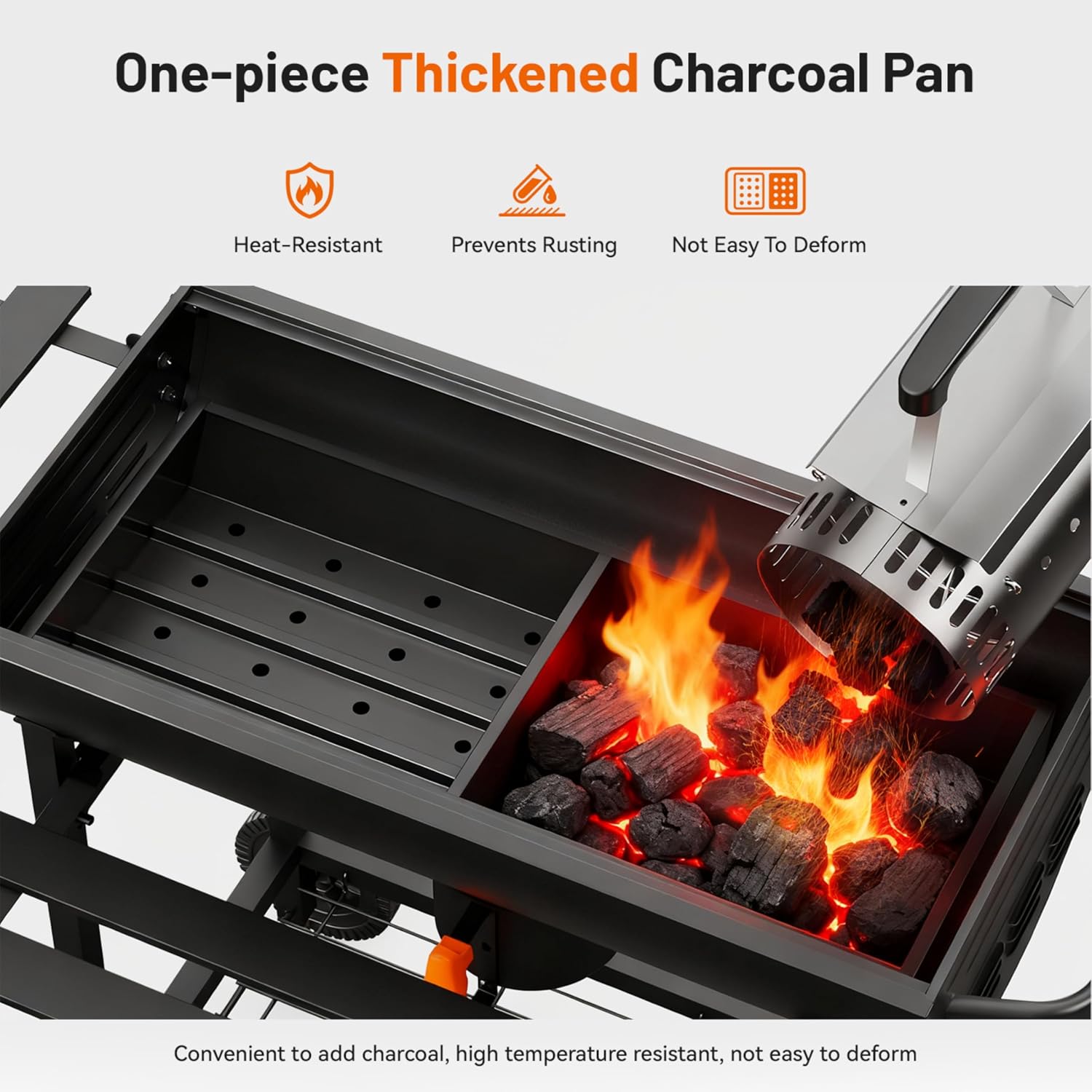 KEYO GRILL 29-Inch Barrel Charcoal Grill, Heavy duty BBQ Grill with Manual Rotisserie Meat Fork, Detachable Windproof Ash Collector Barbecue Smoker Grill Combo for Backyard, Patio and Parties
