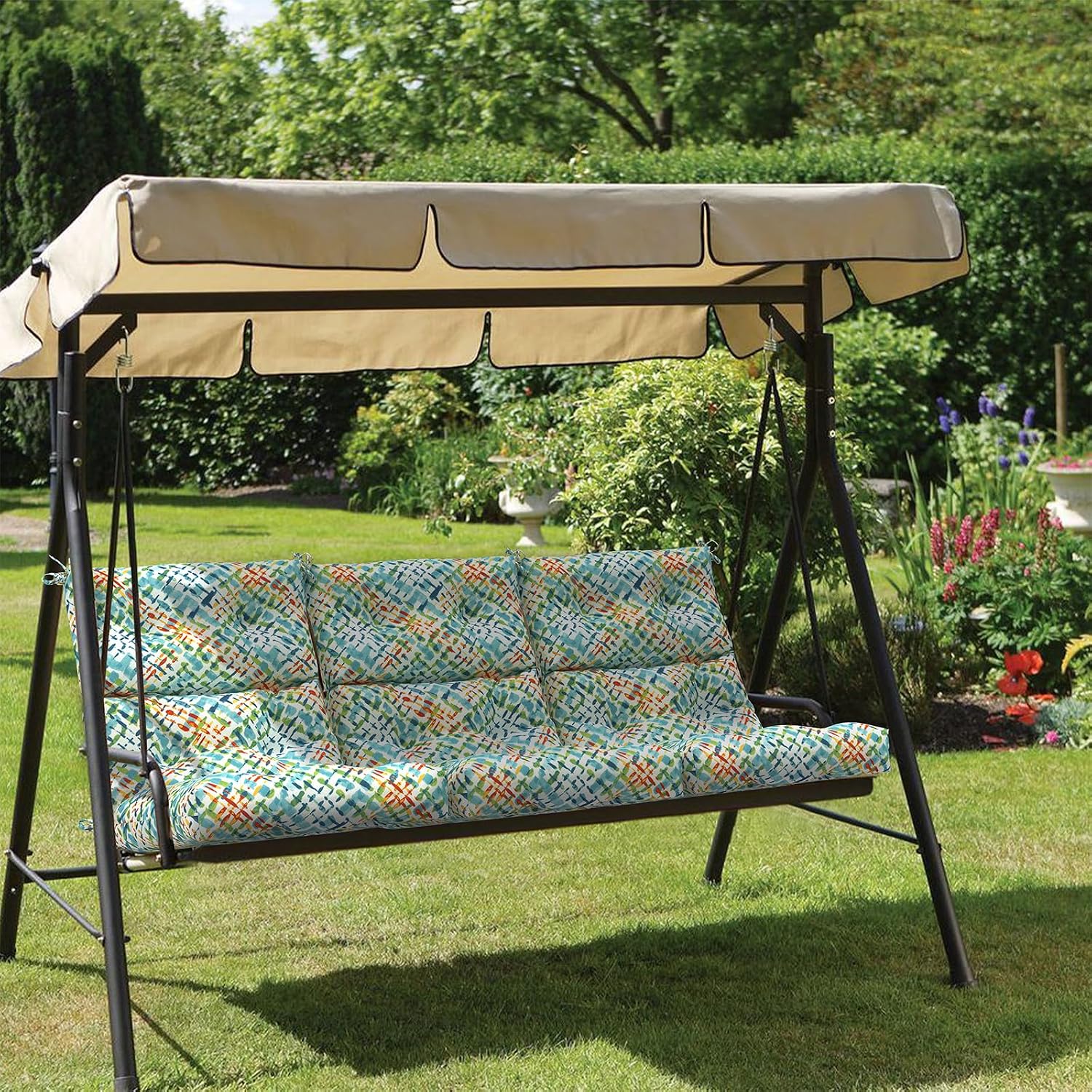 Outdoor High Back Patio Chair Cushions, Tufted Rocking Chair Cushions, Adirondack Cushions for Garden Porch Home Office Chairs Use, 44' x 22' x 4', 2 Pack,Acapa Opal Geometric