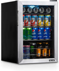 NewAir 90 Can Beverage Refrigerator | 17' Freestanding Small Mini Fridge for Bedroom, Home Bar or Office | Quiet Compressor Cooling & Adjustable Shelves | Stainless Steel