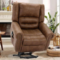 MEETWARM Large Power Lift Electric Recliner Chair for Elderly with Massage and Heat, Overstuffed Wide Recliner, Heavy Duty Sofa for Living Room with 2 Remote Control/USB Ports/Side Pockets(Brown)