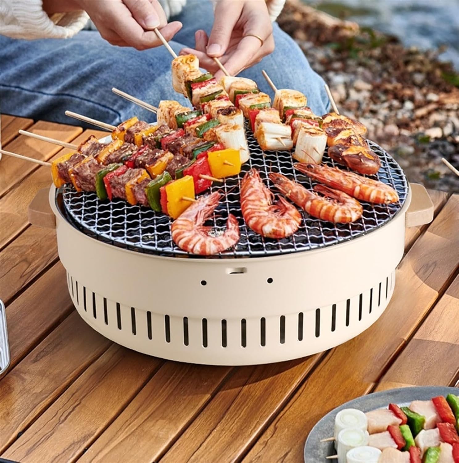 Portable Charcoal Grill Portable Barbecue Grill Iron Charcoal Grill for Outdoor Campping Beach Party BBQ Grill for Outdoor