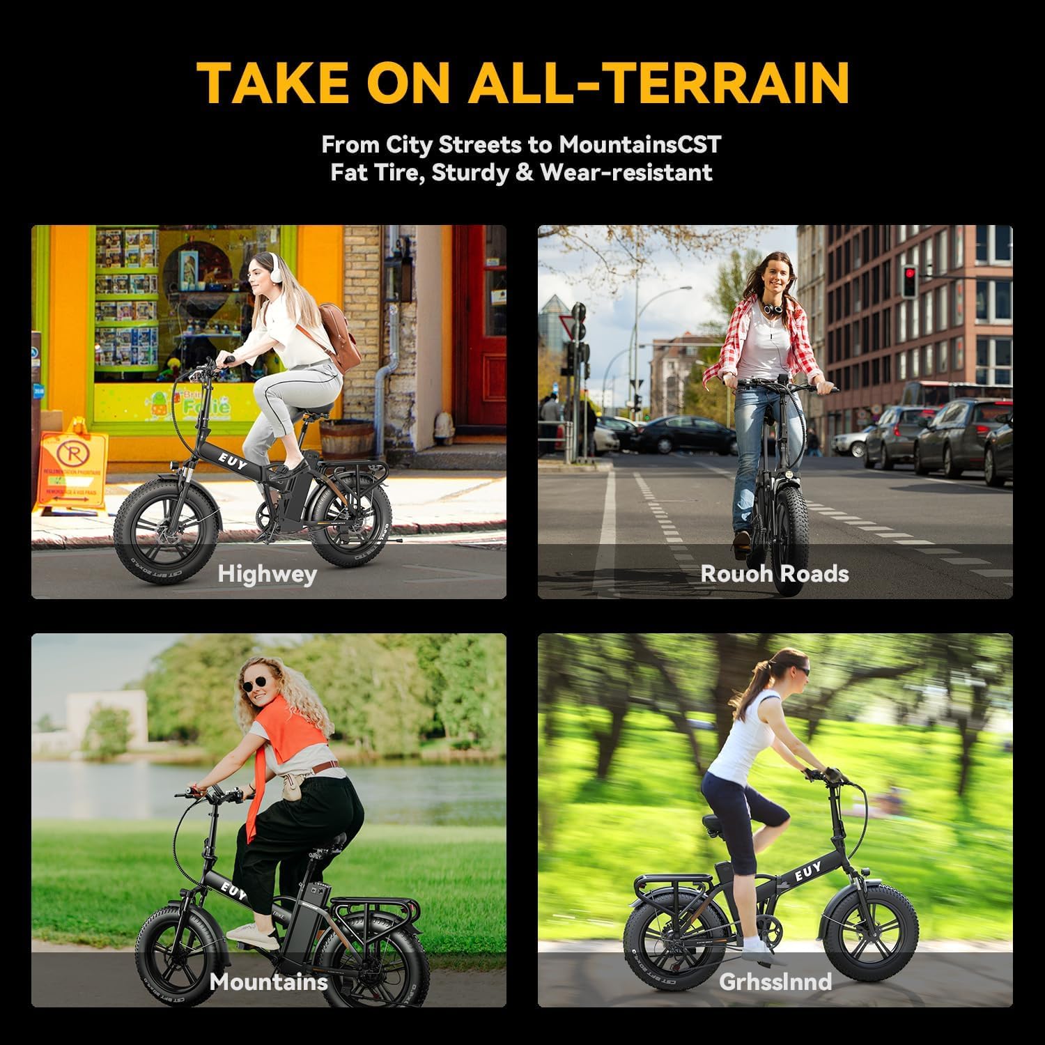 Auloor Folding Electric Bike for Adults,1000W Motor(1000W Peak),30MPH, 60Mile,48V 20AH Battery,20' Fat Tire Foldable Electric Bicycle,Commuter Beach Snow E-Bikes,7-Speed