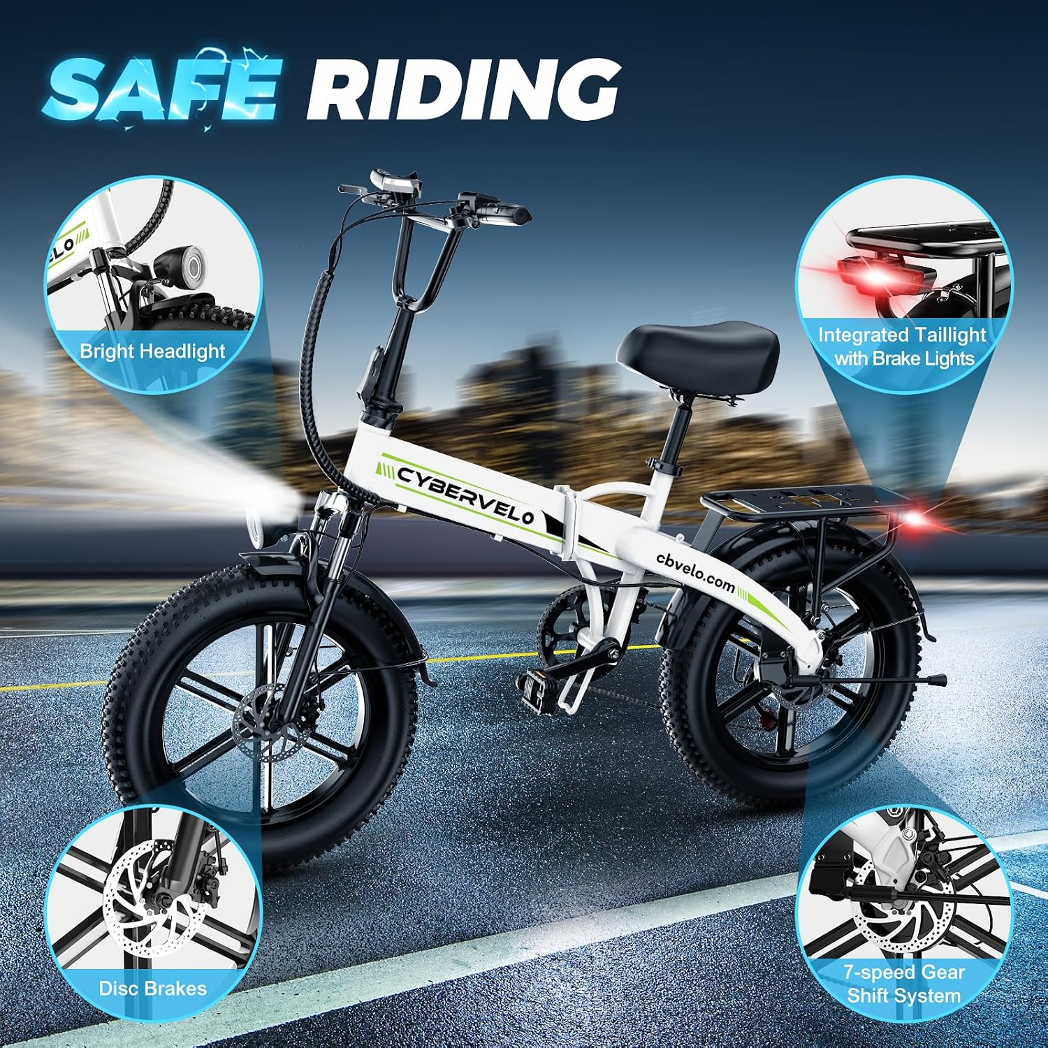 Aelith Folding Electric Bike for Adults–20'x3' Fat Tire, 48V Removable Battery, All-Terrain E-Bike with 7-Speed, Front Suspension – Powerful Foldable Ebike for Commuter