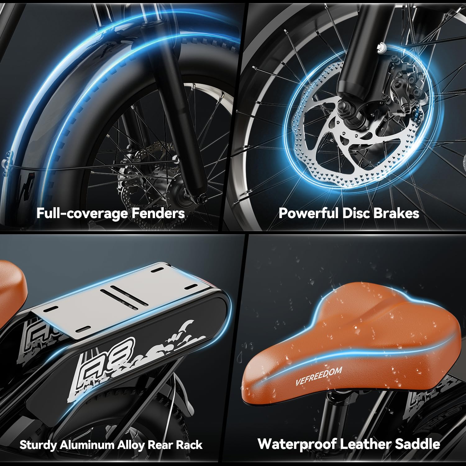VEFREEDOM 1500W Motor Electric Bike for Adults 80 Miles 30MPH Ebike 20' x 4 Fat Tire 48V 20Ah Removable Battery Mountain E Bike Commuter Front Suspension Bicycles Men Women