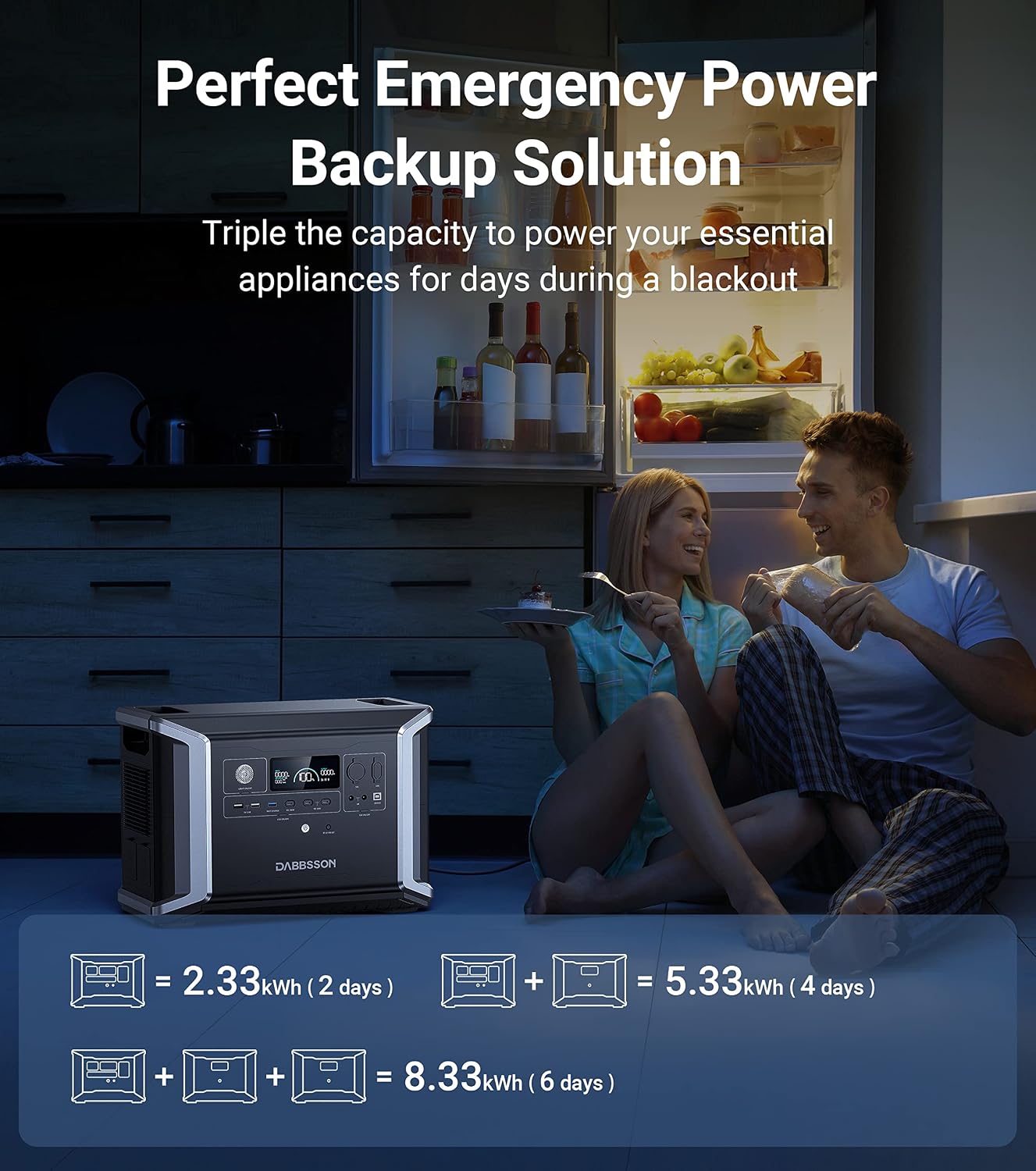 Dabbsson DBS2300 Portable Power Station with 210W Solar Panel, 2330Wh EV Semi-Solid State LiFePO4 Battery, 5 X 2200W AC Outlets (3000W with P-Boost), Solar Generator for Outdoor,Home Backup,Camping