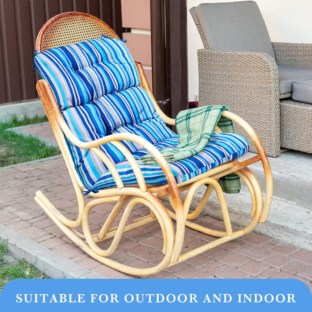 Suzile 6 Pcs Outdoor High Back Chair Cushion Waterproof Patio Seat Back Cushion 21 x 44 x 3(H) '' Rocking Chair Cushion Cover Thickened Patio Chair Pad for Indoor Outdoor Patio Garden(Straight Line)