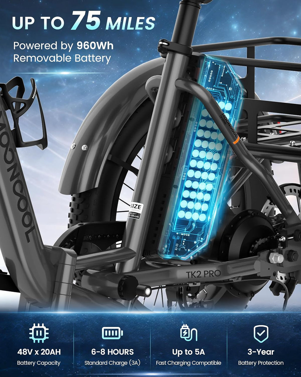 MOONCOOL Electric Trike for Adults, 500W/750W 48V Electric Tricycle for Adults, 20'x3.0' Fat Tire 3 Wheel Electric Bike, Folding Aluminum Adult Tricycle with Removable Battery