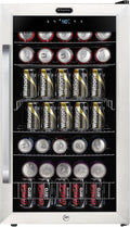 Whynter Beverage Refrigerator with Double-Layer Glass Door, 136-Can 3.4 Cu. Ft. Drink Mini Fridge with Lock & Digital Control, BR-1211DS, Stainless Steel