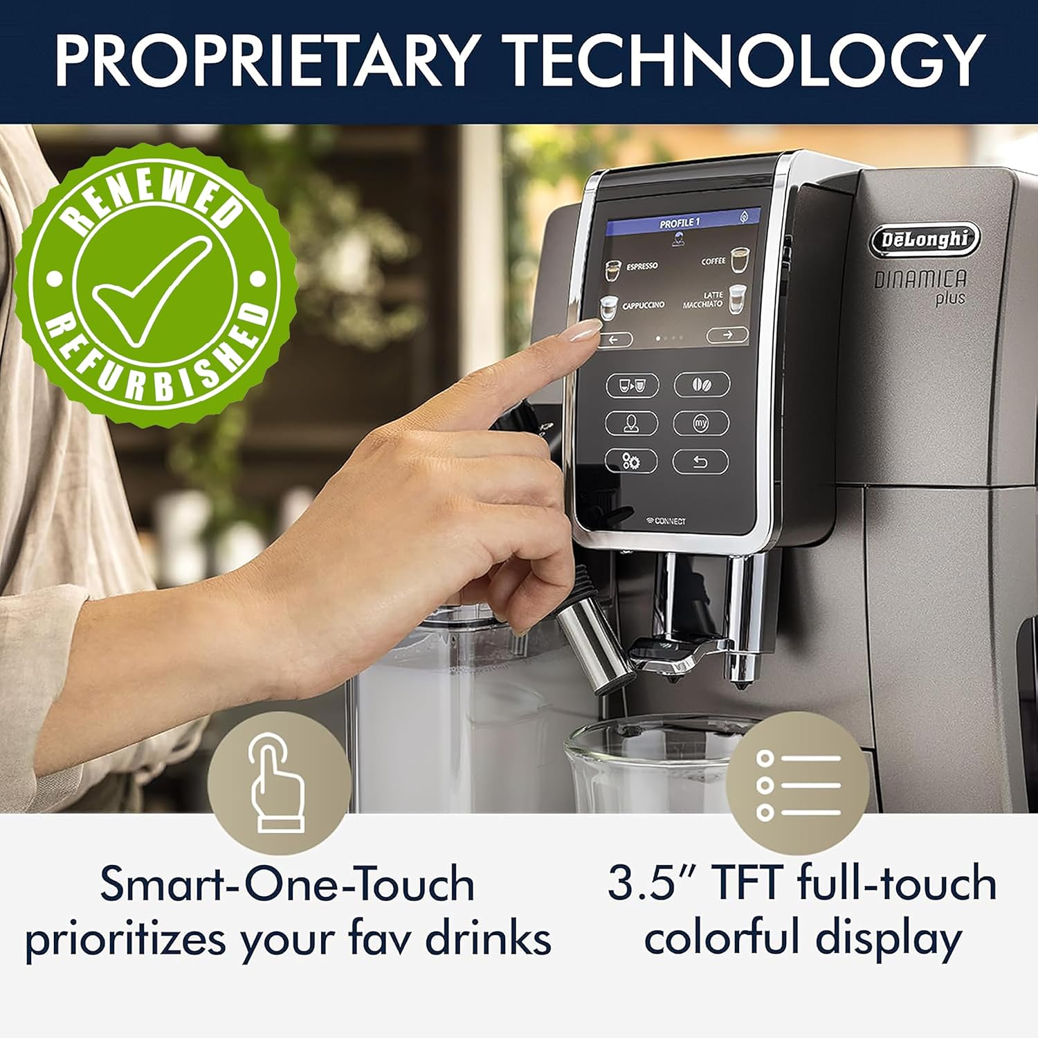De'Longhi Dinamica Plus Connected Fully Automatic Espresso Machine, ECAM37095TI (Renewed)