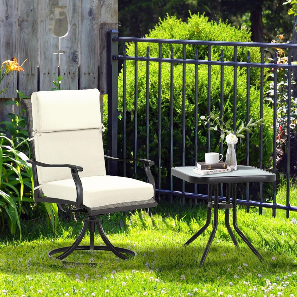 BPS 20 x 20 Inch Outdoor Rocking Chair Cushion Set of 4, Fade-Resistant and Water-Resistant Olefin Fabric Patio Chair Cushions with Removable Cover and Straps for Outdoor/Indoor Swivel, Dining Chairs
