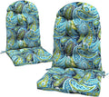 LVTXIII 2 Pack Outdoor Adirondack Chair Cushions, 44x19x4 Inch Water Repellent Patio Cushions for Rocking Chairs, Thick Tufted High Back Seat Cushion Set, Paisley Lapis Green