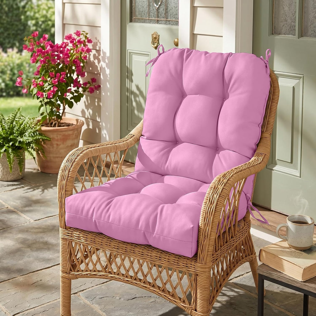 EAGLE PEAK Tufted Outdoor/Indoor Seat/Back Chair Cushions, Set of 2, 42'' x 21'', Pink