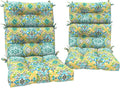 DYTXIII Outdoor High Back Chair Cushions Set of 2, Water Repellent Tufted Rocking Seat Cushions Replacement 44 x 22 Inch, Seat & Back Chair Pads for Patio, Balcony and Indoor Use -Damask Green