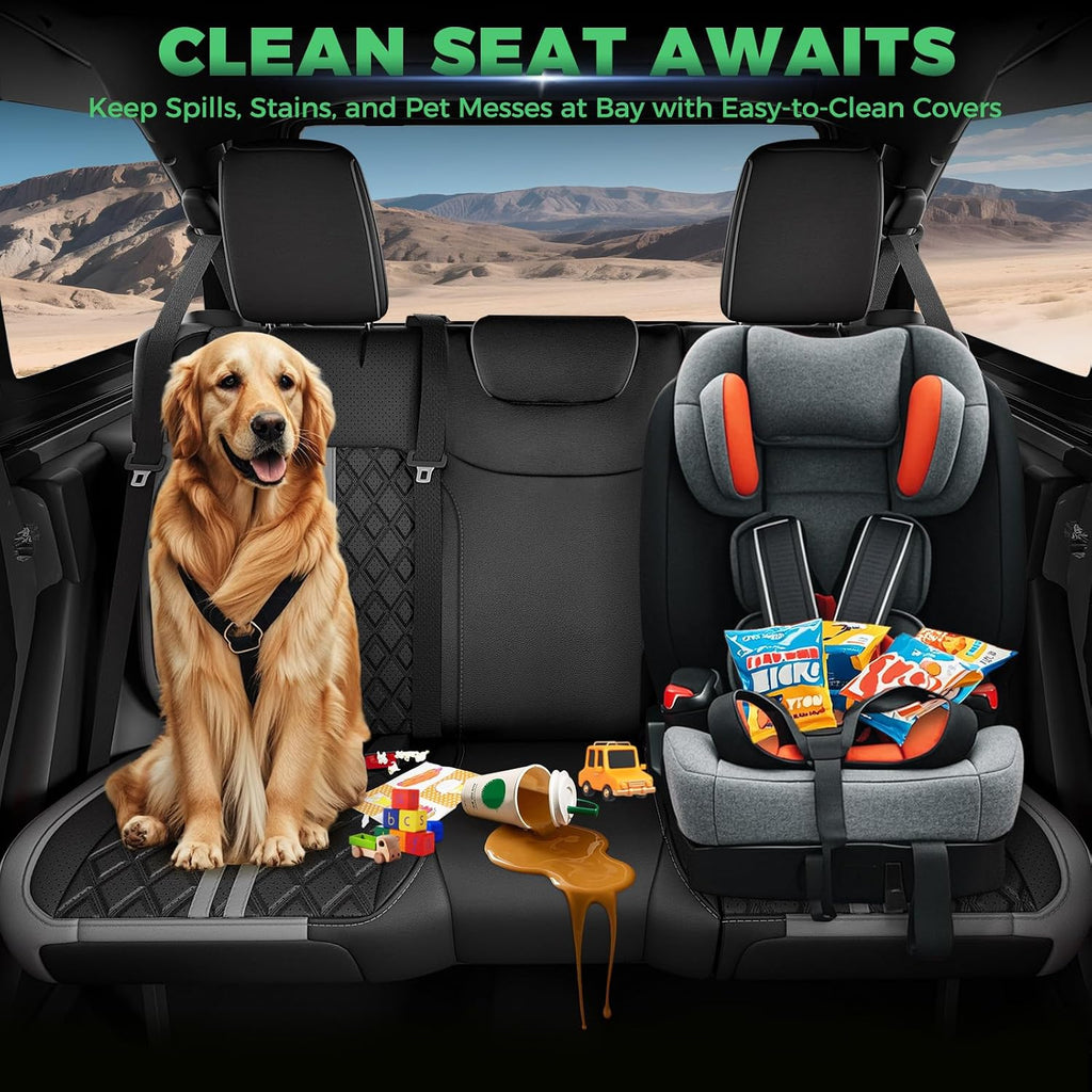 for Jeep Wrangler Seat Covers JL 4 DR Without Rear Cup Holder 2018 2019 2020 2021 2022 2023 2024 2025 2026, Custom Fit Car Seat Covers Full Set,Waterproof Leather Seat Protector,BlackGrey