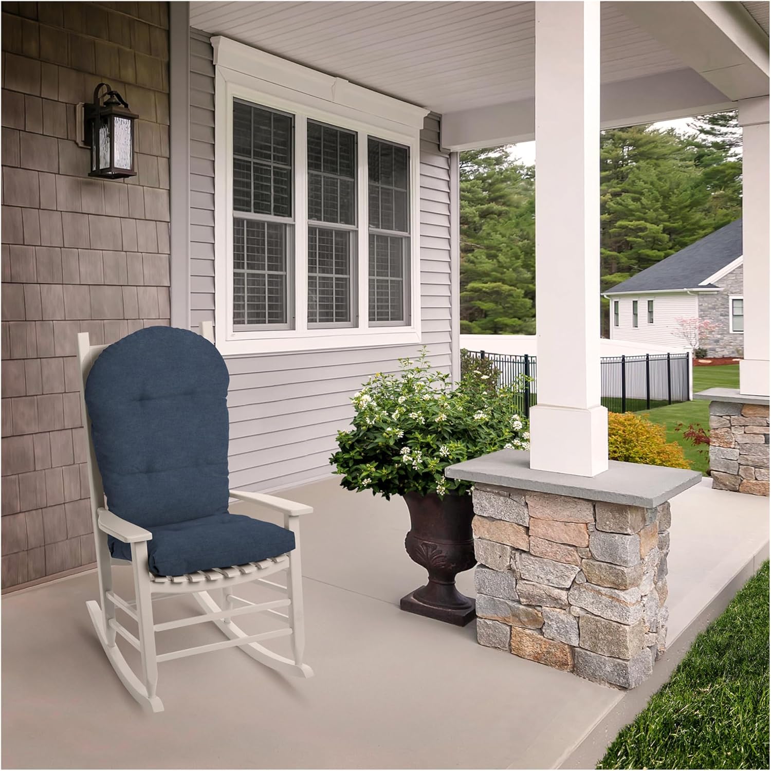 ARDEN Oceantex Indoor/Outdoor Plush Modern Tufted Adirondack Cushion, 2-Pack, 21.5 x 19, Water Repellent, Rain Proof, Fade Resistant Cushion For Rocking Chair Or Adirondack Ocean Blue