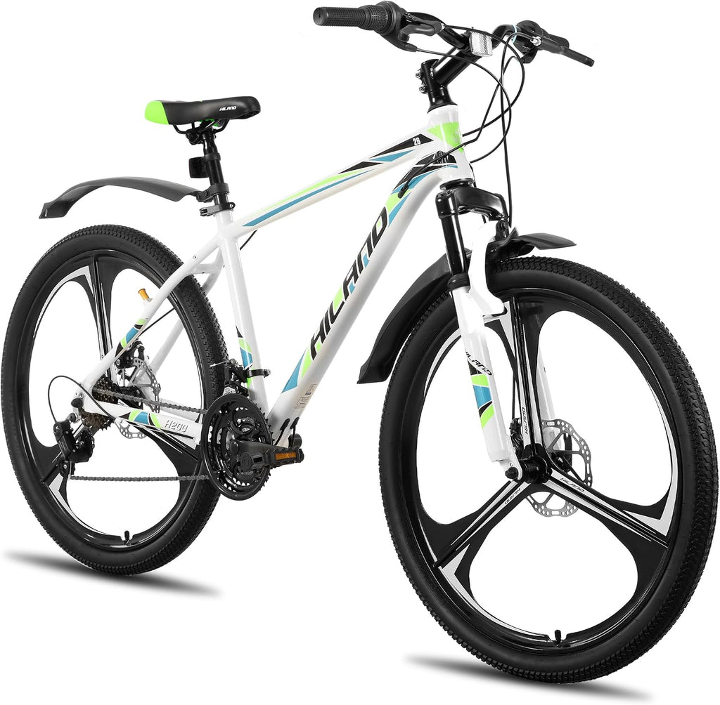 HILAND 26' MTB Mountain Bike for Men Women Adults, 18-Speed, Disc Brake, Lightweight Aluminum Frame, 3/6 Spoke Wheel