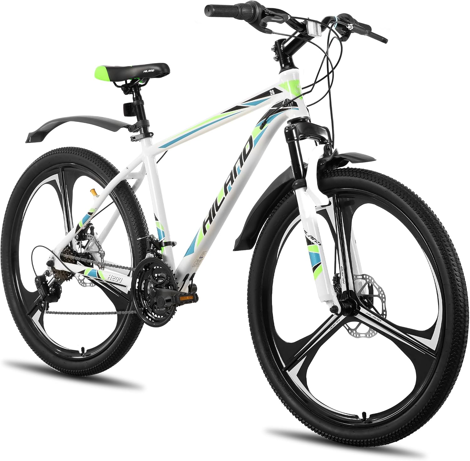 HILAND 26' MTB Mountain Bike for Men Women Adults, 18-Speed, Disc Brake, Lightweight Aluminum Frame, 3/6 Spoke Wheel