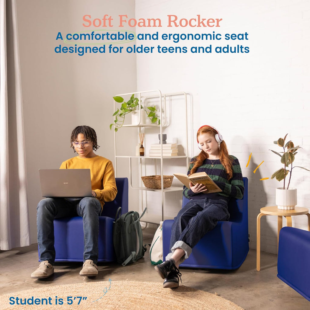 ECR4Kids SoftZone Contoured Rocking Chair, Flexible Seating, Blue