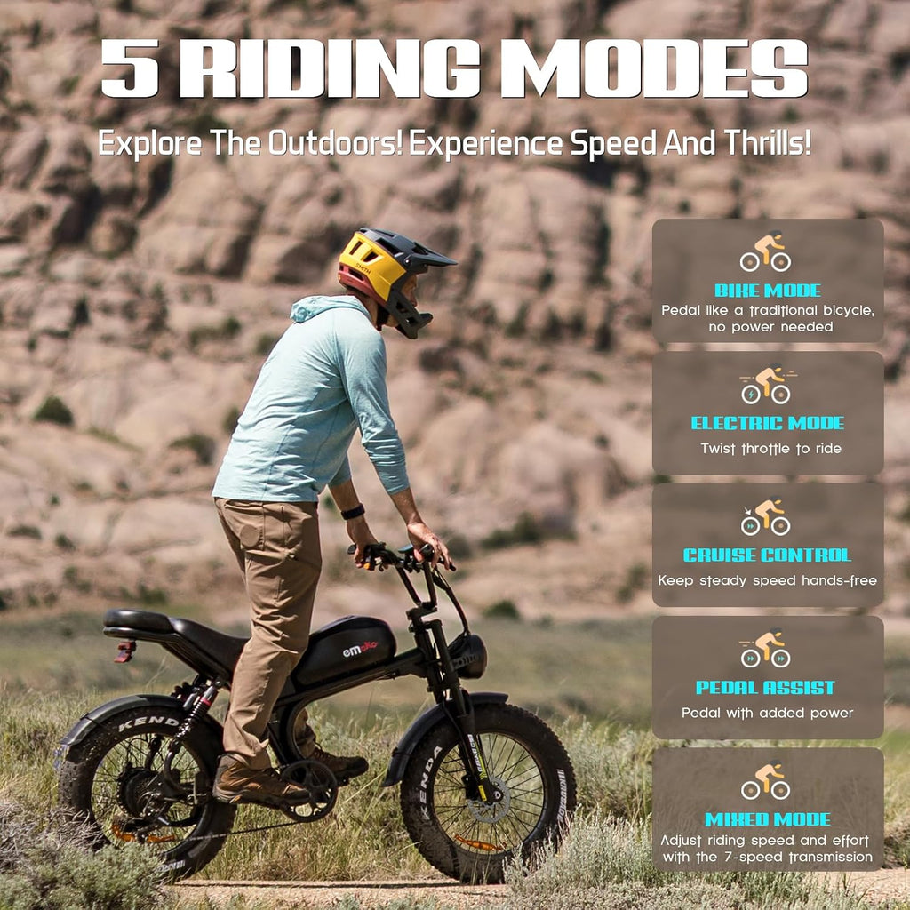 Electric Bike for Adults, Peak 1500W/3000W Ebike, Up to 32-35MPH & 100/110Miles Long Range, 48V 20Ah/23Ah Removable Battery，20'' Fat Tire Mountain Electric Bicycle, 7-Speed with Full Suspension