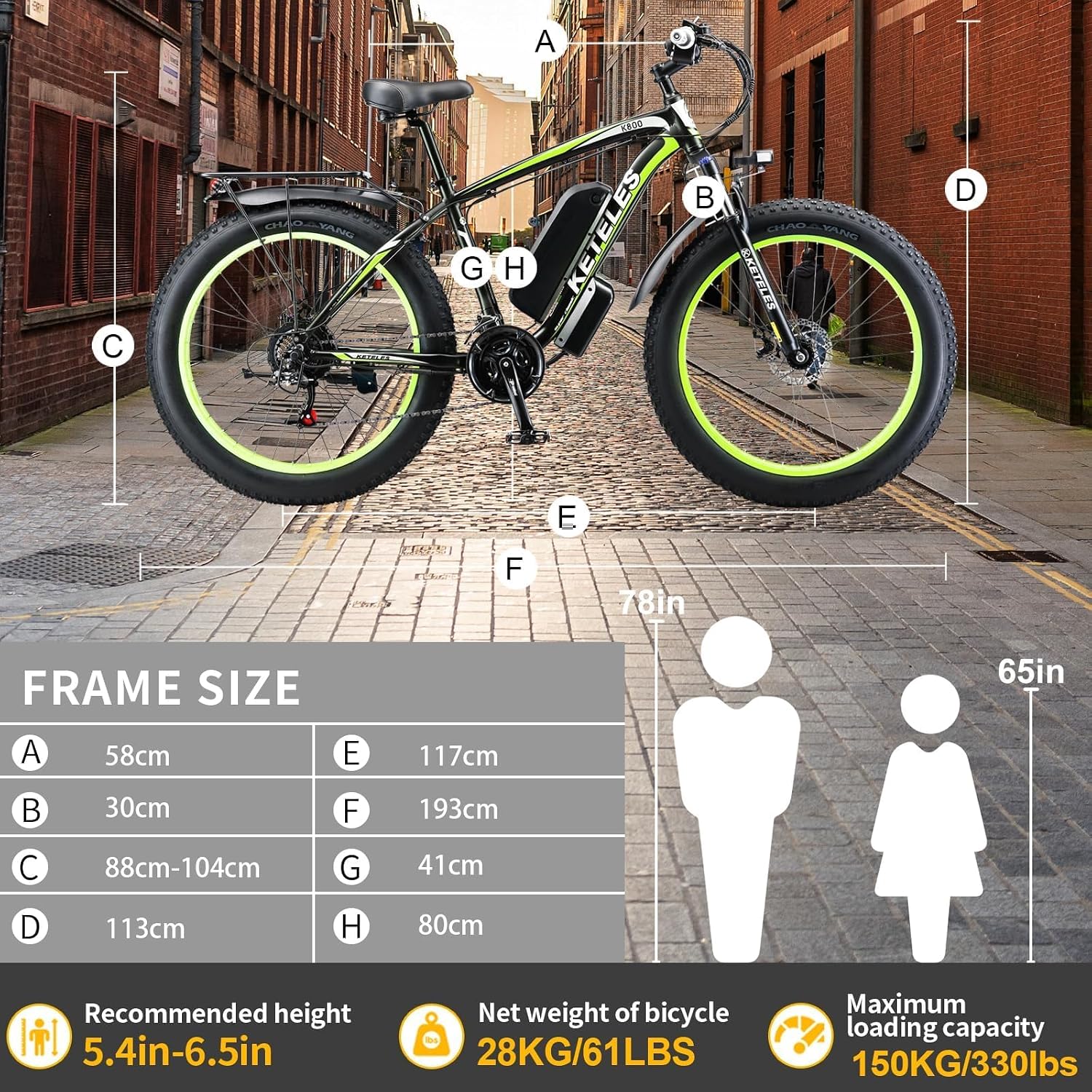 Peak 2000W Electric Bike 27 MPH 48V15Ah Removable Battery Max 40-80 Miles E Bike for Adults 26' Fat Tire Ebike 21-Speed All Terrain for Mountains Snow Sand Road