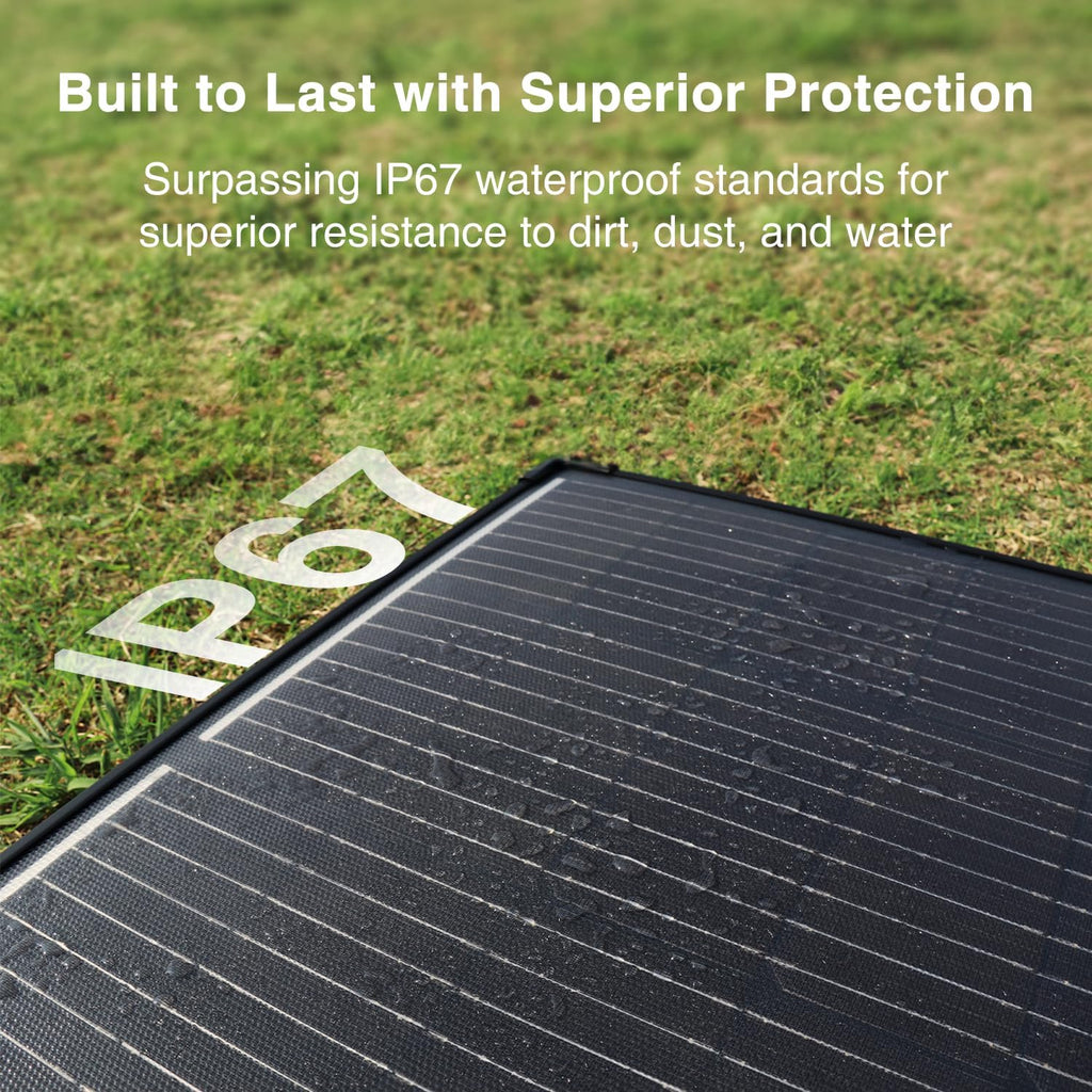 ACOPOWER 100W Mono Lightweight Portable Solar Panel, 2x50W Folding Solar Panel, Waterproof 20A 12V LCD Solar Controller for Power Station, RV Camping