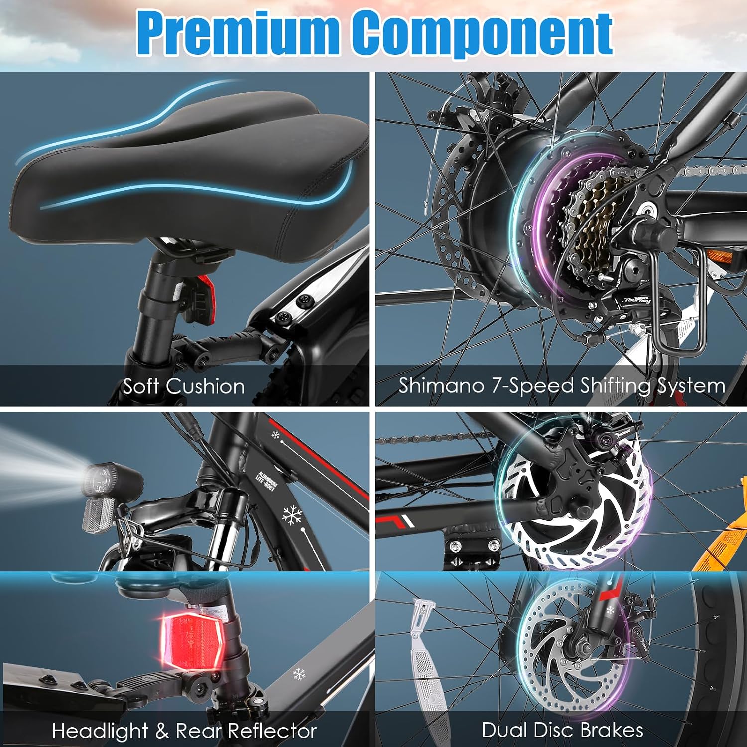 GOCIO 26' Fat Tire Electric Bike for Adults - 48V 750W Powerful Motor, 40 Miles Range, Dual Suspension, All-Terrain E-Bike
