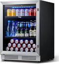 Yeego Beverage Refrigerator Cooler - 24 inch 180 Cans Mini Fridge with Glass Door, 34-54 ℉ Under Counter Refrigerator Built-in for Wine Beer Soda for Bar Bedroom Office(Left-Hinged)