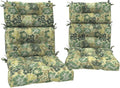 DYTXIII Outdoor High Back Chair Cushions Set of 2, Water Repellent Tufted Rocking Seat Cushions Replacement 44 x 22 Inch, Seat & Back Chair Pads for Patio, Balcony and Indoor Use -Green Rose