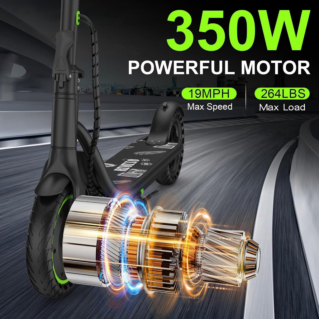 Electric Scooter, 350W-500W Motor, 9 MPH to 22MPH, 10-41 Miles Range, Dual Suspension, Dual Braking, App Control, Foldable Commuter E Scooter for Adults and Teens