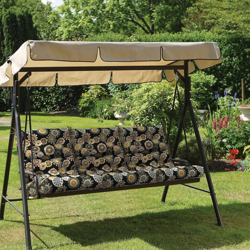 Outdoor High Back Patio Chair Cushions, Tufted Rocking Chair Cushions, Adirondack Cushions for Garden Porch Home Office Chairs Use, 44' x 22' x 4', 2 Pack,Black Yellow Crosby