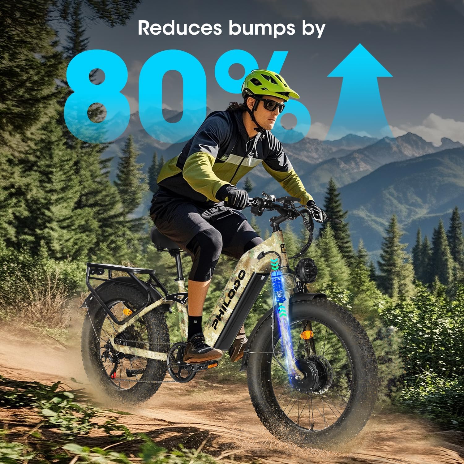 Falcon 60V 32AH Off-Road Electric Bike - 5000W Dual Motor Hunting Ebike, Fat Tire Full Suspension Dirt Bike for Adults, Long Range Snow/Sand Electric Bicycle