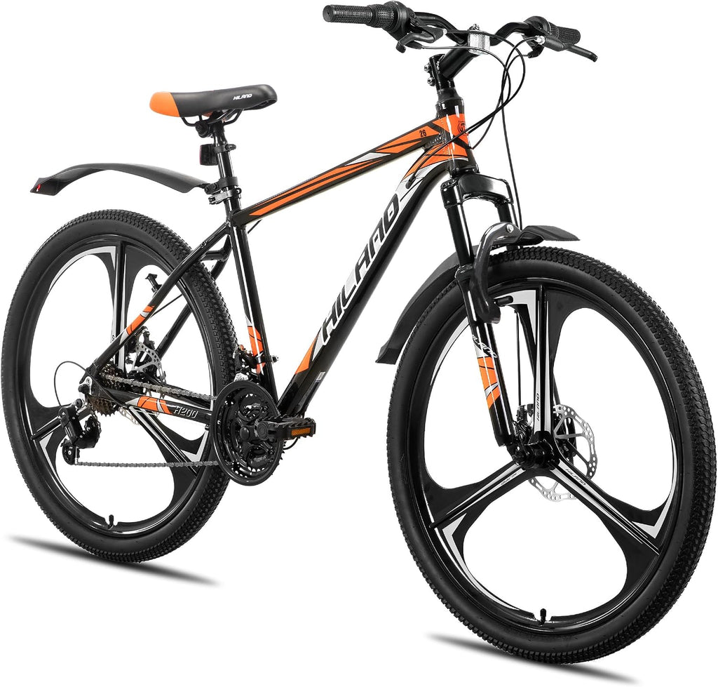 HILAND 26' MTB Mountain Bike for Men Women Adults, 18-Speed, Disc Brake, Lightweight Aluminum Frame, 3/6 Spoke Wheel