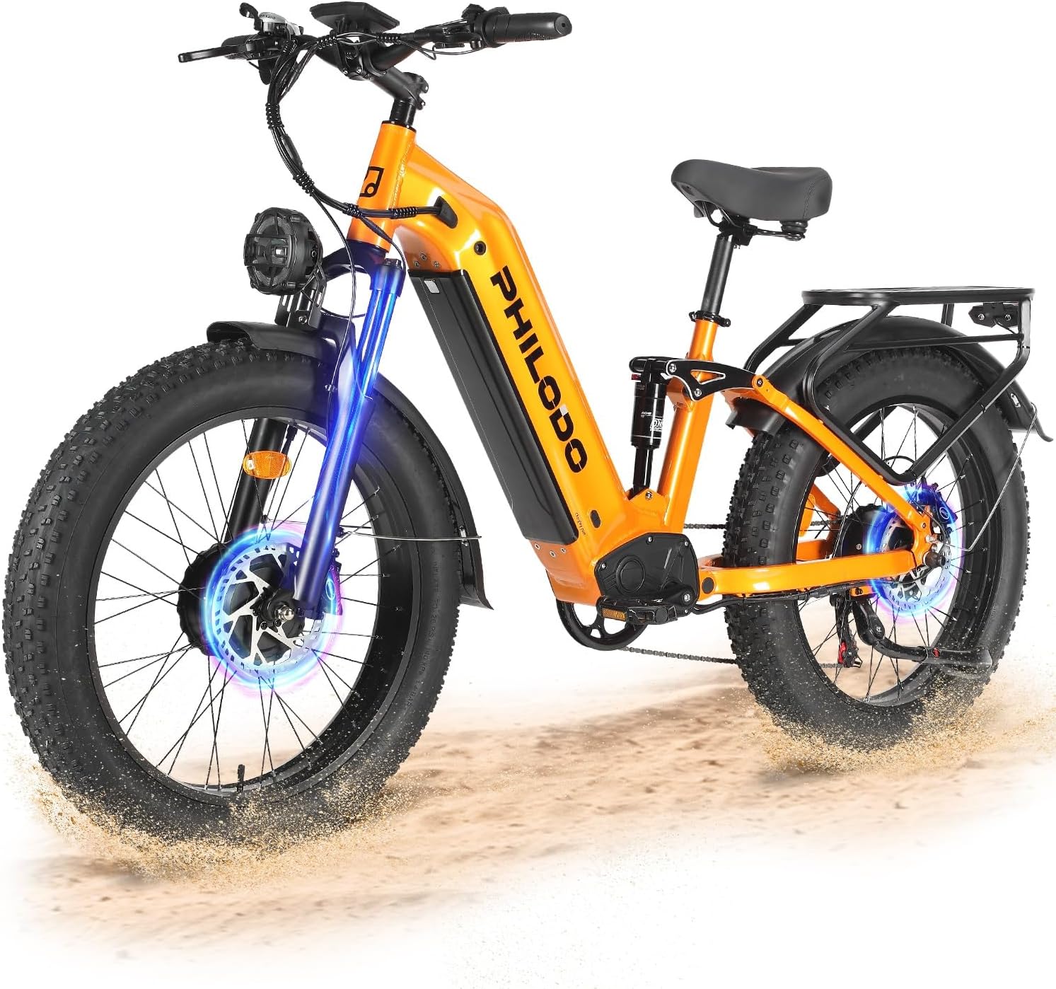Falcon 60V 32Ah Off-Road Electric Bike Dual Motor Hunting Ebike, Fat Tire Full Suspension Dirt Bike for Adults, Long Range Snow/Sand Electric Bicycle