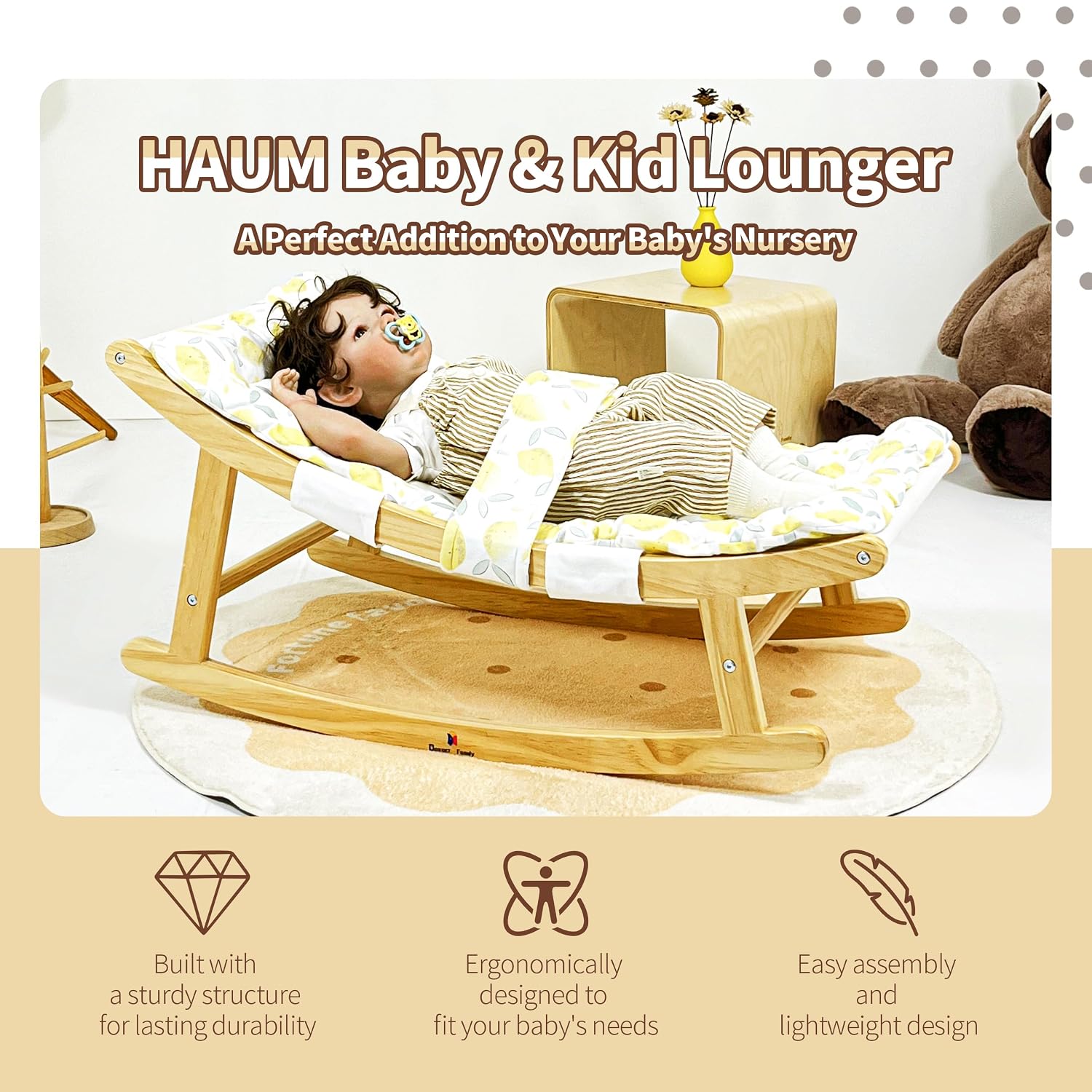 Damoch Family® MULTI Baby Lounger, Toddler Recliner & Kid Rocker - Childhood Easy Relax Helper | Baby Swing Chair, Toddler Relaxing Chair, Kid Rocking Chair - Soothing & Relaxing | 100lbs Weight Limit