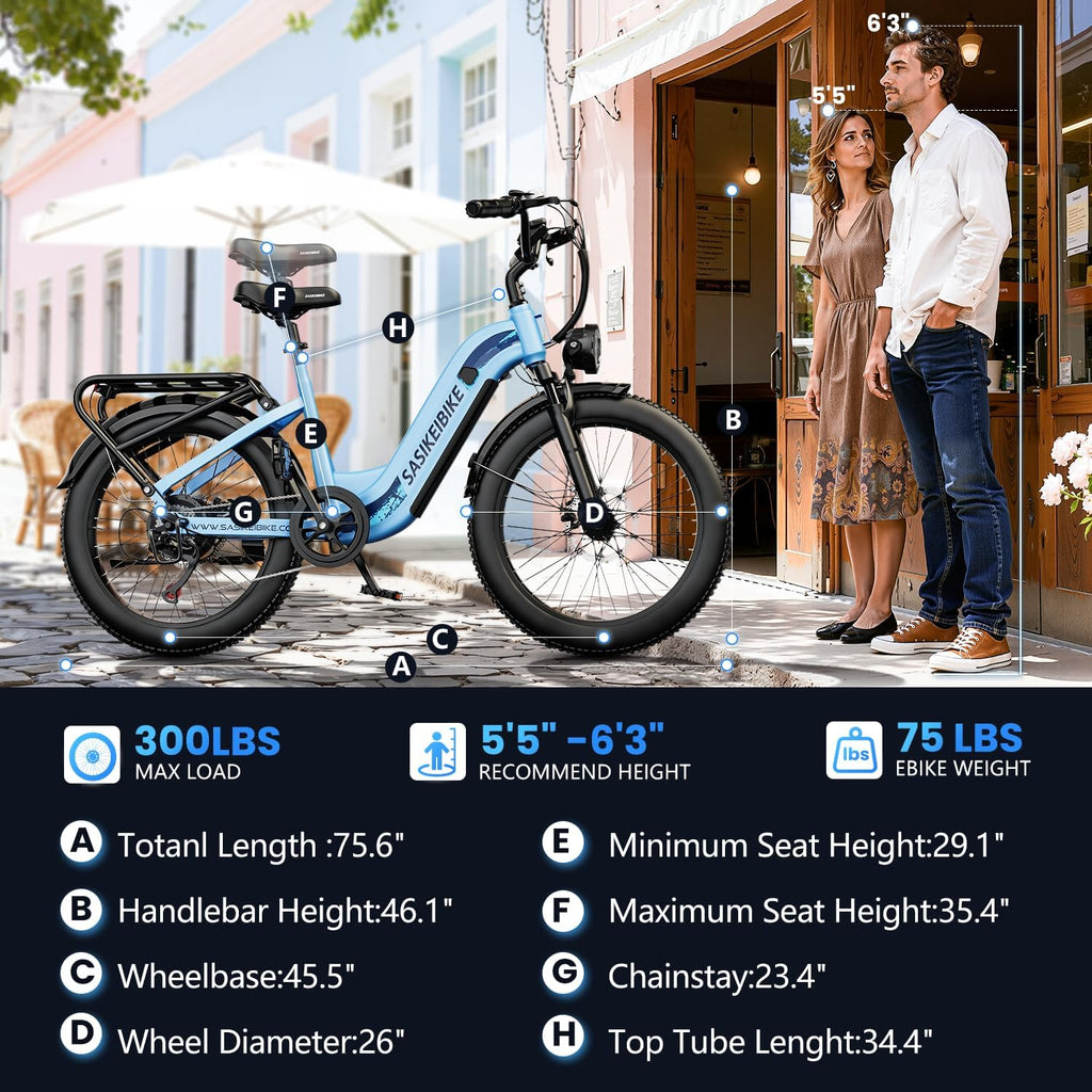 1500W Motor Electric Bike for Adults & Teenager, 48V 20AH Removable Battery Ebike, 24inch Fat Tire Electric Bicycle, Step-Thru E Bike for Commuting & Mountain, Front Suspension