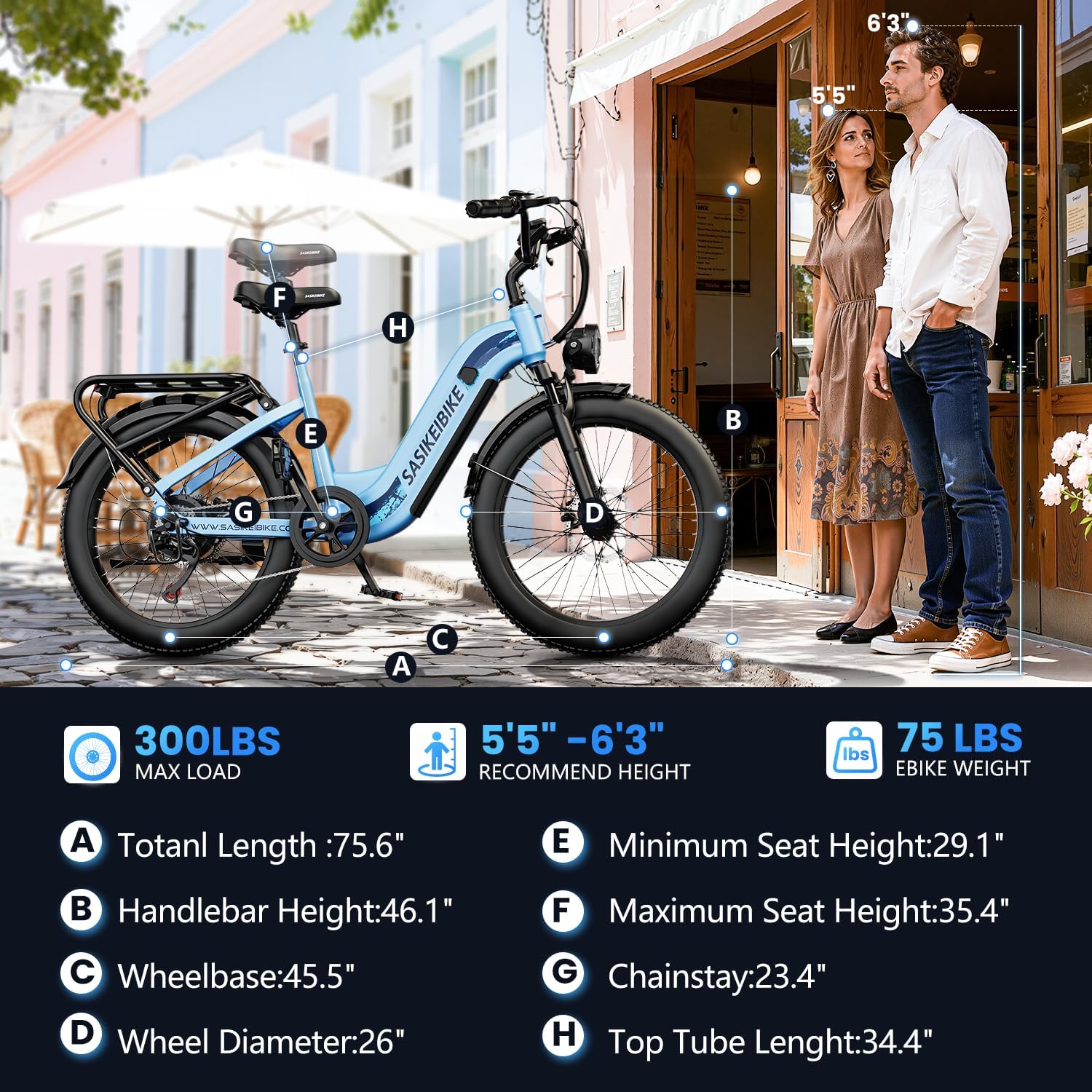 1500W Motor Electric Bike for Adults & Teenager, 48V 20AH Removable Battery Ebike, 24inch Fat Tire Electric Bicycle, Step-Thru E Bike for Commuting & Mountain, Front Suspension