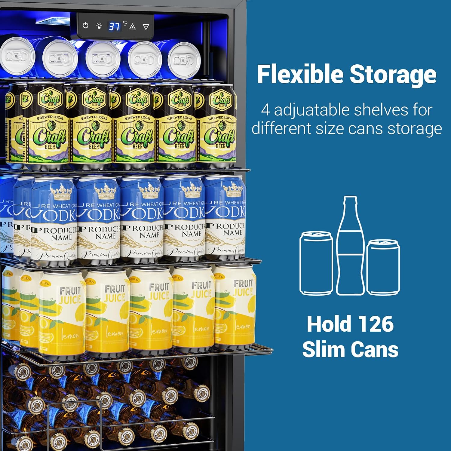 Velivi Mini Beverage Refrigerator 3.2 Cu. Ft Small Fridge 126 Can Lockable Drink Cooler with Glass Door, Safety Lock, For Beer Soda, Silver