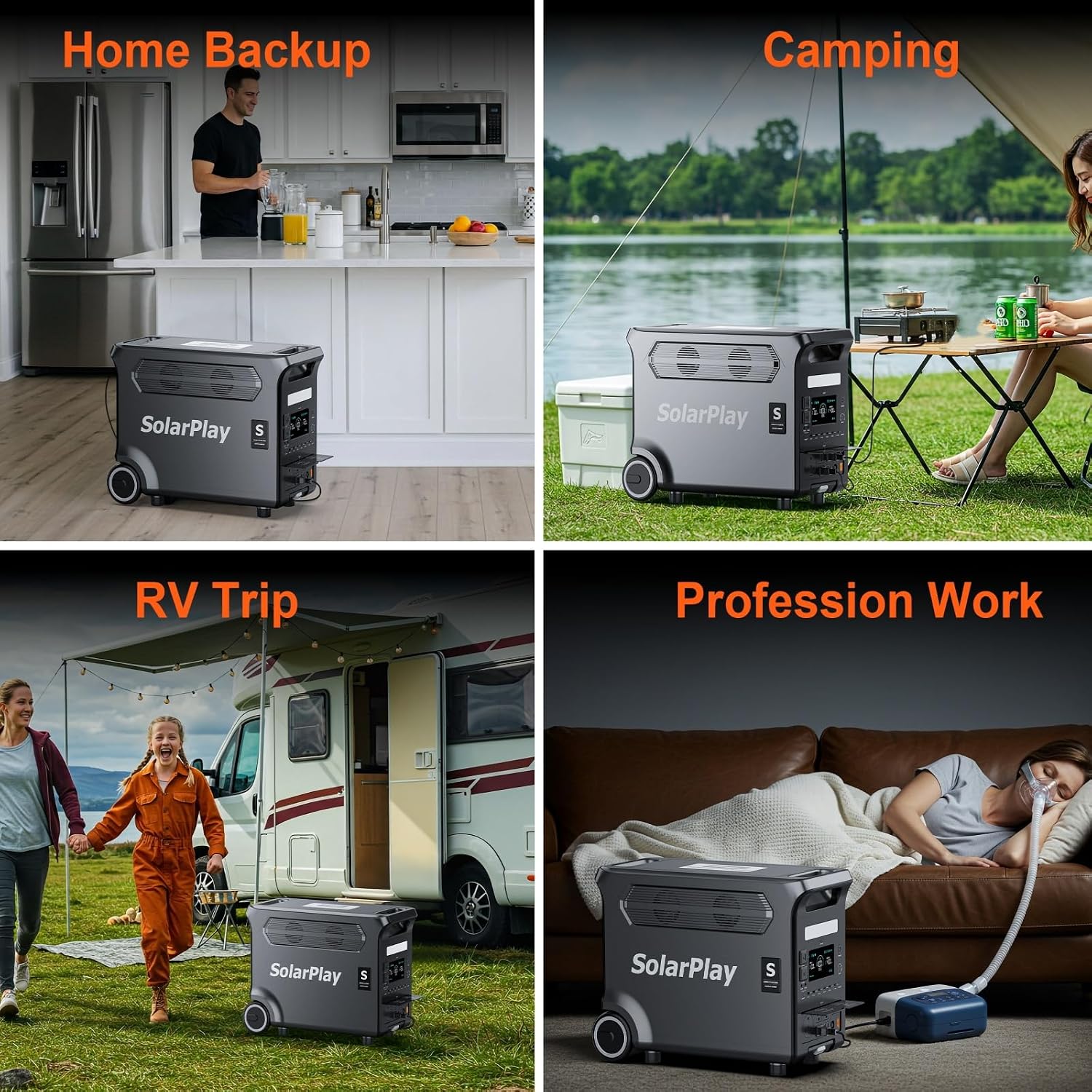 SolarPlay Portable Power Station, 3600W Power Station LiFePO4 Battery Solar Generator for Home Backup, Power Outages, and Camping
