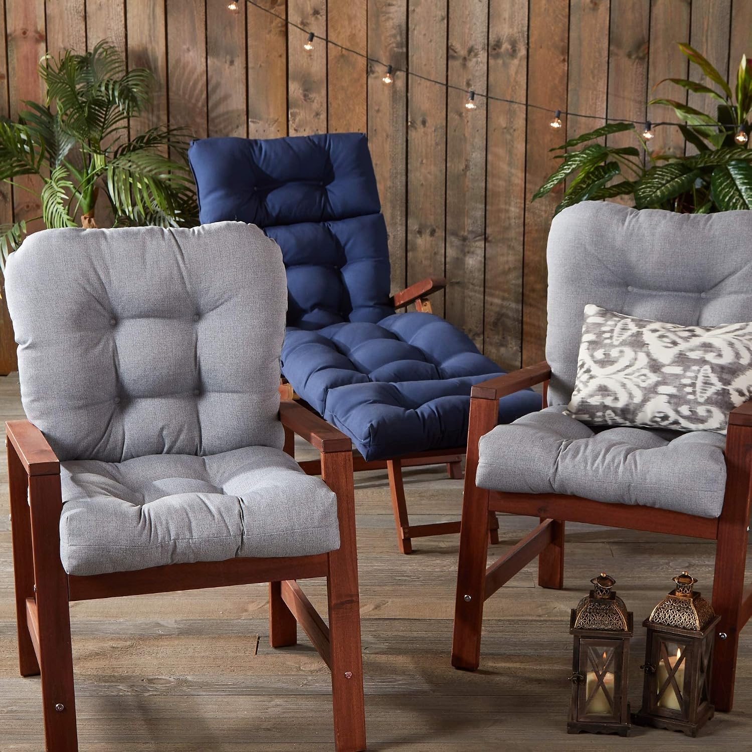 Greendale Home Fashions Outdoor 42x21-inch Seat/Back Chair Cushion (Set of 2), Cement